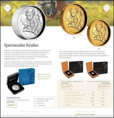 Silber Koala 5oz HR und Gold coins.JPG