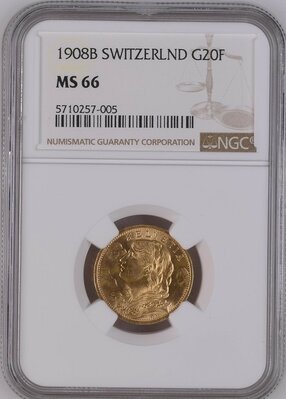 Swiss 20 Francs Gold 1908 MS66 Obverse.jpg