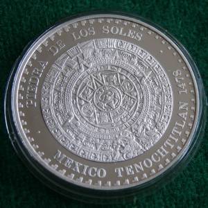 1992 Mexico AZTEC CALENDAR halbe Oz Silver Proof Medal Mint Condition vorne.jpg